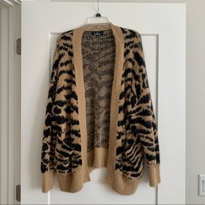 Lulu’s Tiger Stripe Oversized Fuzzy Cardigan
